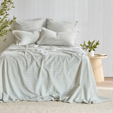 Linen Cotton Striped Sheet Set in SageGingham, ChocolateStripe, HotChocStripe, NaturalGingham, Charcoal, Green, Natural by Habitat | King Bed, Queen Bed - Pillow Talk