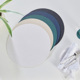 Warren Placemat in Rose, Toffee, White, Natural, Seafoam, Black, Navy by Habitat | 1 x Round Placemat 38cm Dia - Pillow Talk