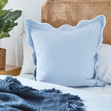 Harper Scallop European Pillowcase in Blue by Habitat | European Pillowcase - Pillow Talk