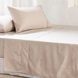 300TC Natural Single Bed Cotton Sheet Set in Natural by Habitat | Single Bed - Pillow Talk