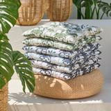 Halcyon Palm Outdoor Chair Pad in Black, Green by Sundays by Pillow Talk | 1 x Square Chair Pad 45cm x 45cm - Pillow Talk
