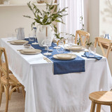 Pelham Cotton Table Runner in ForestGreen, Natural, Navy, White by Habitat | Table Runner 35cm x 180cm - Pillow Talk
