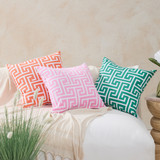 Fenton Geo Cushion Cover in Green, Pink, Orange by Habitat | 1 x Square Cushion 45cm x 45cm - Pillow Talk
