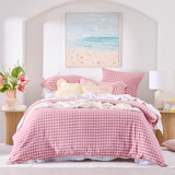 Maisie Reversible Pink Check Quilt Cover Set in Pink by Habitat | Double Bed, Queen Bed, Super King Bed - Pillow Talk