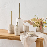 Tori Bathroom Accessories in Stone by Habitat | Tissue Box Cover, Toilet Brush Holder, Toilet Roll Holder, Bathroom Tumbler, Soap Dish, Soap Dispenser - Pillow Talk