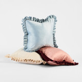 Davina Pleated Ruffle Velvet Cushion [MUSLDAVIN25]
