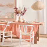 Pelham Coral Cotton Table Cloth in Coral by Habitat | Rectangle Table Cloth 150cm x 230cm, Round Table Cloth 180cm dia - Pillow Talk