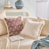 Isle Palms Embroidered Cushion in Natural by Habitat | 1 x Square Cushion 45cm x 45cm - Pillow Talk