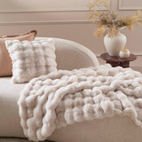Prague Faux Fur Throw in Truffle, Snow by MUSE | 1 x Throw 127cm x 152cm - Pillow Talk
