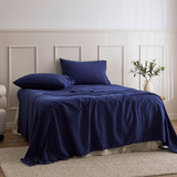 Navy Cotton Flannelette Sheet Set [ESSBPLFLAN25E]