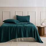 Dark Green Cotton Flannelette Sheet Set in DarkGreen by Essentials | King Single Bed, Double Bed, King Bed Deep, Queen Bed Deep, Single Bed - Pillow Talk