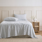 Blue Radha Cotton Flannelette Sheet Set in BlueRadha by Habitat | Double Bed, King Bed Deep, King Single Bed, Queen Bed Deep - Pillow Talk