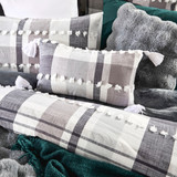 Omari Check Bedroom Cushion in Charcoal by Habitat | Oblong 30X50 - Pillow Talk