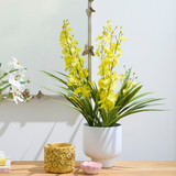 Artificial Potted Spring Spider Orchid in Pink, Yellow by MUSE | Pillow Talk