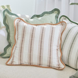 Tamsin Stripe Scallop Cushion in Natural, Green by Habitat | 1 x Square Cushion 45cm x 45cm - Pillow Talk