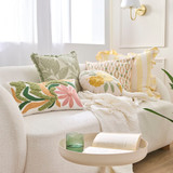 Clover Round Floral Embroidered Cushion [MUSLCLOVE25]
