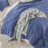 Naiad Ikat and Stripe Reversible Throw in BlueGreen by MUSE | 127x152cm - Pillow Talk