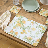 Wild Orchid Cork Placemat Set of 6 in Yellow by MUSE | Set of 6 - Pillow Talk