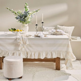 Piper Stripe Ruffle Table Cloth in Natural, Sage, Pink by Habitat | Rectangle Table Cloth 150x300cm - Pillow Talk