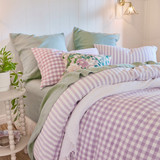 Maisie Check Lilac Quilt Cover Set in Lilac by Habitat | Double Bed, Queen Bed, Super King Bed - Pillow Talk