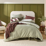 Maisie Reversible Sage Green Check Quilt Cover Set in Sage by Habitat | Double Bed, Queen Bed, Super King Bed - Pillow Talk