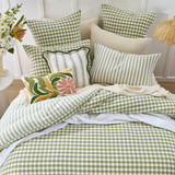 Maisie Reversible Sage Green Check Quilt Cover Set [HABBMCQC25C]