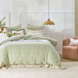 Maisie Check Sage Green Quilt Cover Set [HABBMCQC25C]