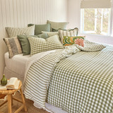Maisie Reversible Sage Green Check Quilt Cover Set [HABBMCQC25C]