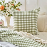 Maisie Sage Green Check European Pillowcase in Sage by Habitat | European - Pillow Talk