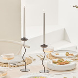 Arlo Wave Candle Holder in Black by MUSE | Large, Small - Pillow Talk