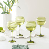 Della Wine Glass Set of 4 in Green by MUSE | 4 Pack - Pillow Talk