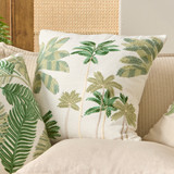 Alani Embroidered Tropical Cushion in Green by MUSE | 1 x Square Cushion 45cm x 45cm - Pillow Talk