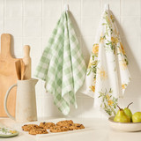 Wild Orchid Tea Towel 2 Pack in Green by Habitat | 2 Pack - Pillow Talk