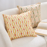 Lucia Embroidered Geo in YellowPink, NaturalSage by Habitat | 1 x Square Cushion 45cm x 45cm - Pillow Talk