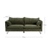 Picolly Green 3 Seater Sofa [MUSLPICOS24C]