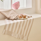 Annie Stripe Frill Tea Towel Set of 2 in Natural, Pink by Habitat | 2 Pack - Pillow Talk