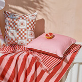 Nura Reversible Outdoor Cushion in CaramelMelon, PinkBerry, SageOlive, Natural by Sundays by Pillow Talk | Square 45 - Pillow Talk