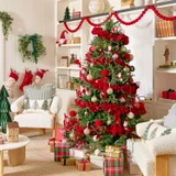 Gold Rosie Beaded Bow Hanging Christmas Decoration [CHRCROSHS25A]