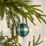 Carnival Stripe Teal Light Blue Christmas Bauble in TealLightBlue by Christmas by Pillow Talk | Pillow Talk
