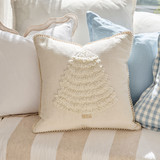 Christmas Tree Embroidered Pearl Cushion in Ivory by Christmas by Pillow Talk | 1 x Square Cushion 45cm x 45cm - Pillow Talk