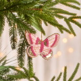 Beaded Butterfly Hanging Christmas Decoration in Pink by Christmas by Pillow Talk | Pillow Talk