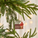 Santa's Cottage Hanging Christmas Decoration in Red by Christmas by Pillow Talk | Pillow Talk