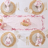 Aubrey Bow Pink Embroidered Napkins Set of 4 [HABLAUBNAS25A]