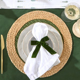 Jessie Green Velvet Bow Napkin Tie 4 Pack in Green by Christmas by Pillow Talk | 4 Pack - Pillow Talk