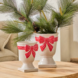 Bella Bow Christmas Decorative Pot in WhiteRed by Habitat | Large, Small - Pillow Talk