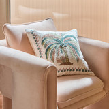 Jada palm Embroidered Cushion in WhiteMulti by Habitat | 1 x Square Cushion 45cm x 45cm - Pillow Talk