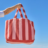 Maris Stripe Terry Towel Bag in PinkRed by Sundays by Pillow Talk | Pillow Talk