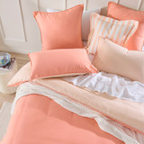 Linen Look Peach Reversible Quilt Cover Set [ESSBTTWCQC24D]
