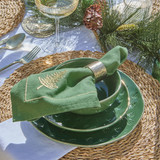 Christmas Tree Gold Rim Green Dinnerware in Green by Christmas by Pillow Talk | 1 x Bowl, Side Plate, Plate Large - Pillow Talk