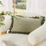 Luca Tassel Oblong Cushion in Green, Caramel by MUSE | 1 x Oblong Cushion 30cm x 50cm - Pillow Talk